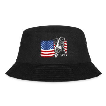 Wire Fox Terrier Amerika Fahne Hunde Wilsigns - Bucket Hat - Schwarz - Vorne - Lela (165cm)