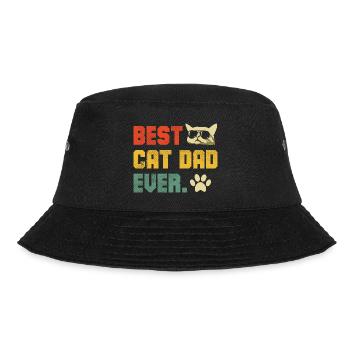 Bast Cat Dad Ever Retro Grafik - Bucket Hat - Schwarz - Vorne - Lela (165cm)