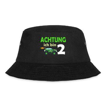 2. Geburtstag Achtung ich bin 2 - Bucket Hat - Schwarz - Vorne - Lela (165cm)
