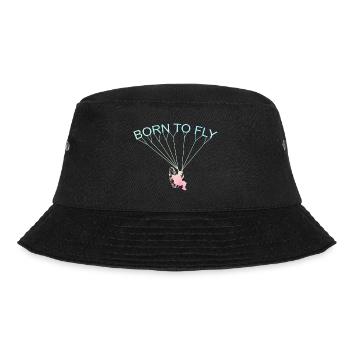 Born To Fly Graphic Paragliding Parachute Paraglid - Bucket Hat - Schwarz - Vorne - Lela (165cm)