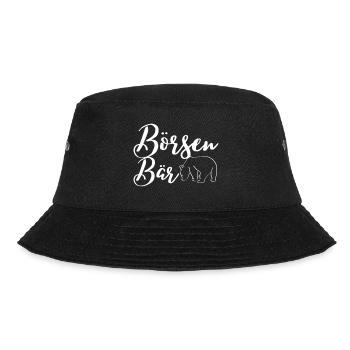 Börsen Bär | Lustiges Geschenk für Aktionäre - Bucket Hat - Schwarz - Vorne - Lela (165cm)