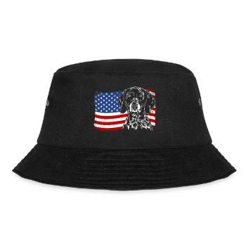 German Shorthaired Pointer Amerika Fahne Hunde - Bucket Hat - Schwarz - Vorne - Lela (165cm)