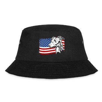 Italian Greyhound America Flag Dogs - Bucket Hat - black - Front - Lela (165cm)