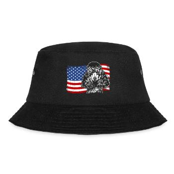 Zwergpudel Amerika Fahne Hunde Wilsigns - Bucket Hat - Schwarz - Vorne - Lela (165cm)