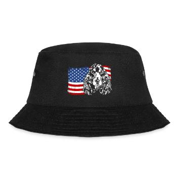 Cocker Spaniel Amerika Fahne Hunde Wilsigns - Bucket Hat - Schwarz - Vorne - Lela (165cm)