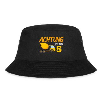 Ich bin 5 Betonmischer 5. Geburtstag 5 Jahre - Bucket Hat - Schwarz - Vorne - Lela (165cm)
