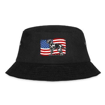 Weimaraner Amerika Fahne Hunde Jagdhunde Wilsigns - Bucket Hat - Schwarz - Vorne - Lela (165cm)