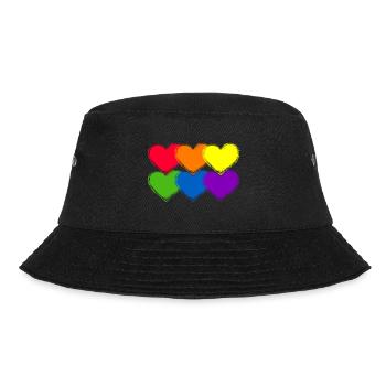 Pride Heart Lgbtq Bisexual Rainbow Love Transgende - Bucket Hat - Schwarz - Vorne - Lela (165cm)