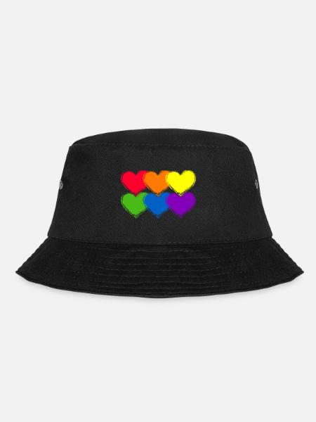 Pride Heart Lgbtq Bisexual Rainbow Love Transgende - Bucket Hat - Schwarz