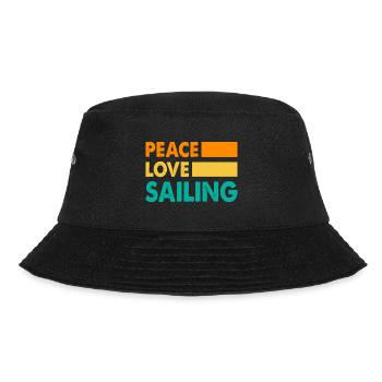 Peace Love Sailing Sailboat Sailor Captain Skipper - Bucket Hat - Schwarz - Vorne - Lela (165cm)