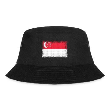 Geschenk für Singapur - Bucket Hat - Schwarz - Vorne - Lela (165cm)