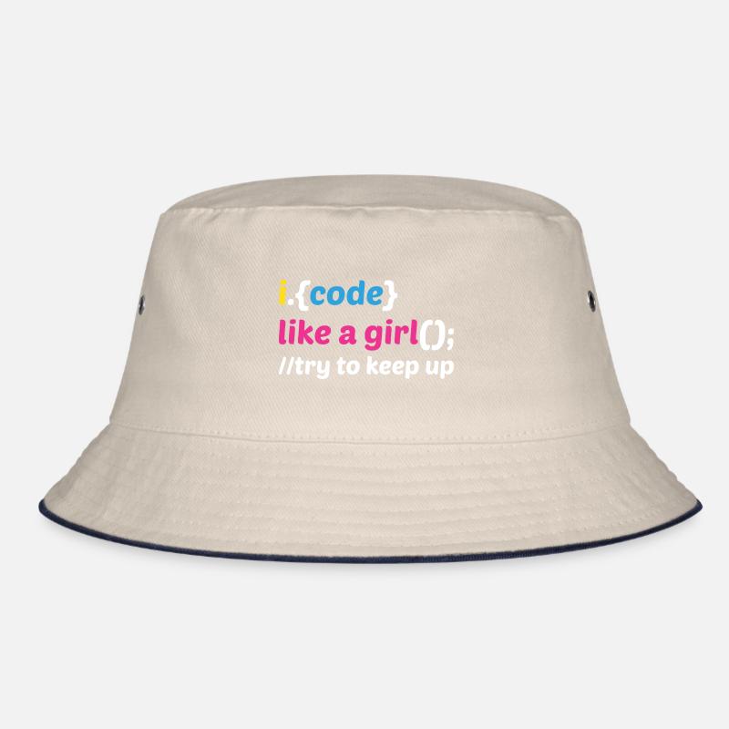 Code Like A Girl Coder Programmer Software Develop Bucket Hat