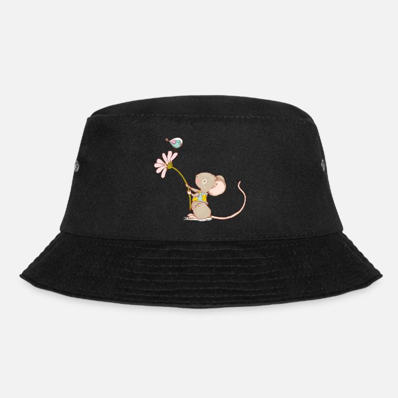 Souris avec des fleurs et des oiseaux - Bob - noir