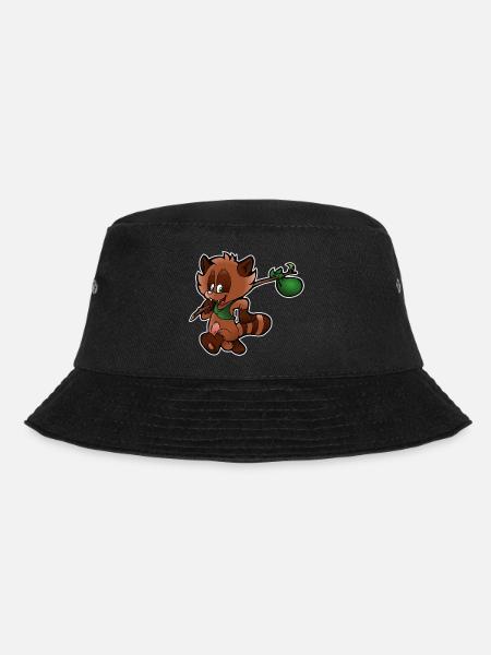 Waschbär Comic - Bucket Hat - Schwarz