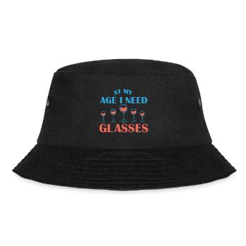 Wine Age Glasses Gift Saying - Bucket Hat - black - Front - Lela (165cm)