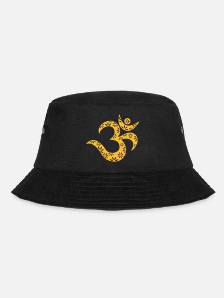 OM Mantra symbol, flowers, patterns, Aum, Buddhism - Bucket Hat - black