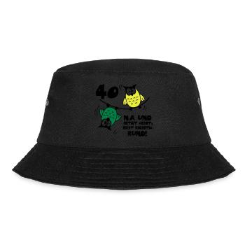40 birthday, owls on the rope, round - Bucket Hat - black - Front - Lela (165cm)