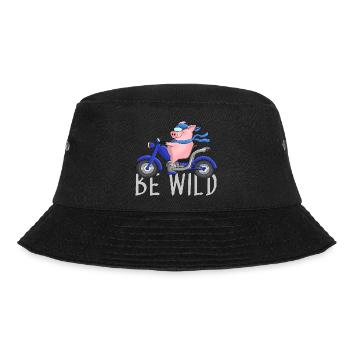 Lustiges Schwein auf Motorrad Comic - Bucket Hat - Schwarz - Vorne - Lela (165cm)