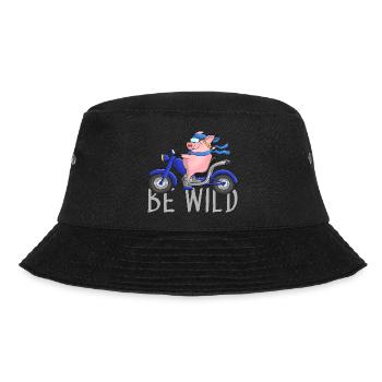 Funny pig on chopper cartoon - Bucket Hat - black - Front - Lela (165cm)