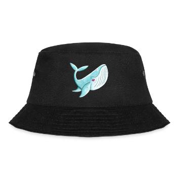 Wal Mit Herz I Buckelwal Walfisch Geschenk Comic - Bucket Hat - Schwarz - Vorne - Lela (165cm)