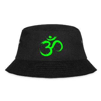 Om Design Symbol Meditation Befreiung Limone Grün - Bucket Hat - Schwarz - Vorne - Lela (165cm)