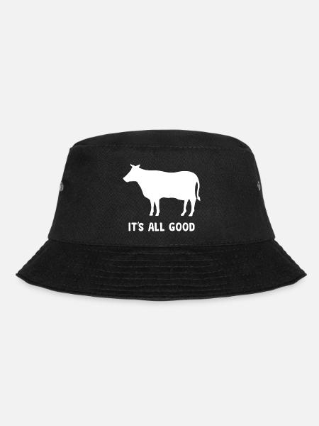 Cow It s All Good Graphic - Bucket Hat - black
