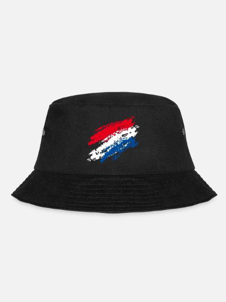 Netherlands flag / italic stripes - chalk - Bucket Hat - black