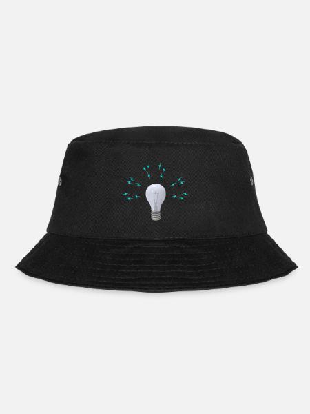 Glühbirne mit Blitzsymbolen - Bucket Hat - Schwarz
