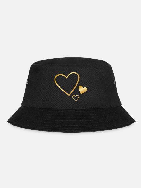 3 Gold Hearts - Bucket Hat - black