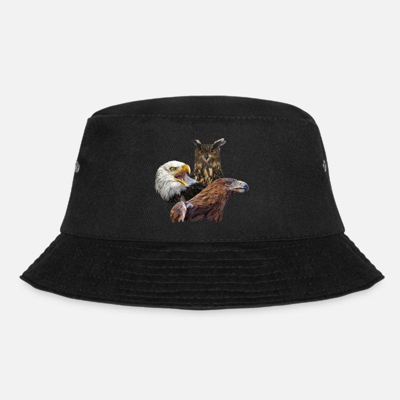 Owl and eagles - Bucket Hat - black
