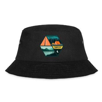 Camping Camper Outdoor Tent - Bucket Hat - Schwarz - Vorne - Lela (165cm)