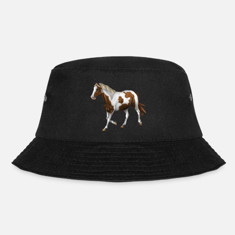 Pferdemotiv Fuchsschecke - Bucket Hat - Schwarz