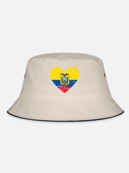 Flaggenherz Ecuador Flagge - Bucket Hat - Natur/Navy - Vorne