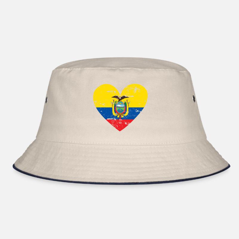 Flag Heart Ecuador Flag Bucket Hat