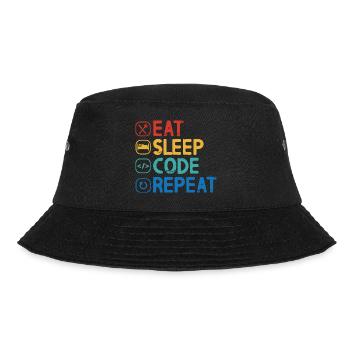 Eat Sleep Code Repeat - Bucket Hat - Schwarz - Vorne - Lela (165cm)