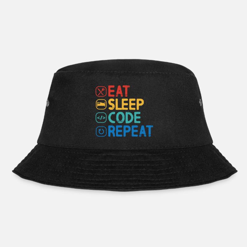 Eat Sleep Code Repeat - Bucket Hat - Schwarz