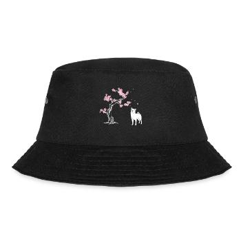 Shiba Inu Japanese Cherry Blossom Sakura - Bucket Hat - black - Front - Lela (165cm)
