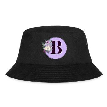 letter B Purple flower crown - Bucket Hat - black - Front - Lela (165cm)