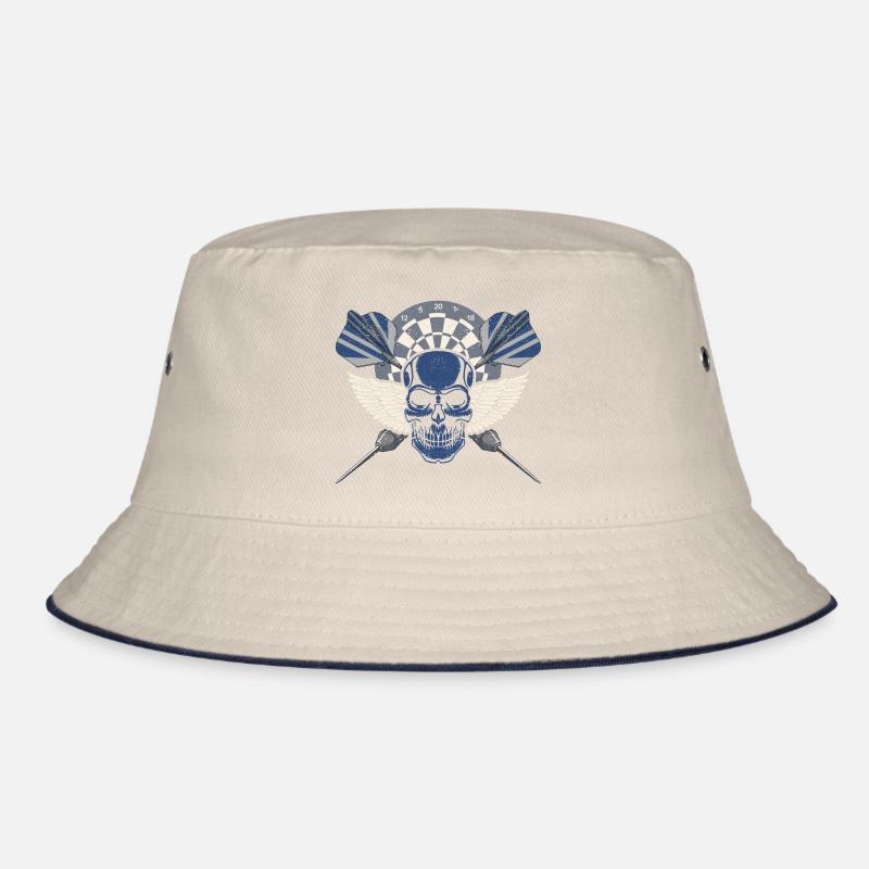 Skull Bullseye Darts Player Backprint Darts Player Bucket Hat