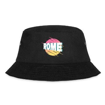 Rom Rome Italien Stadt Schrift Vintage Retro - Bucket Hat - Schwarz - Vorne - Lela (165cm)