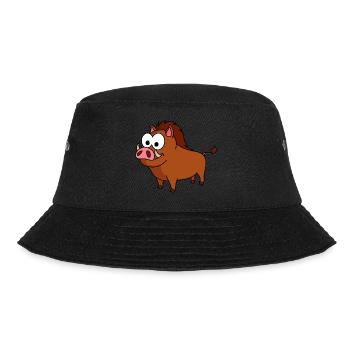 Wild Boar Comic Animal - Bucket Hat - black - Front - Lela (165cm)