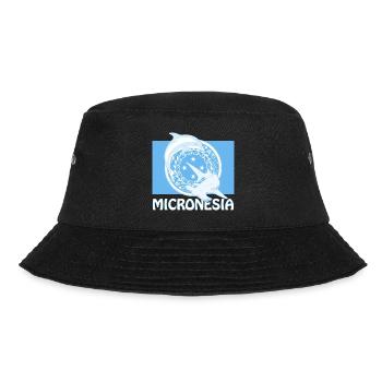 Flagge Mikronesiens mit Delfin und Hammerhai - Bucket Hat - Schwarz - Vorne - Lela (165cm)