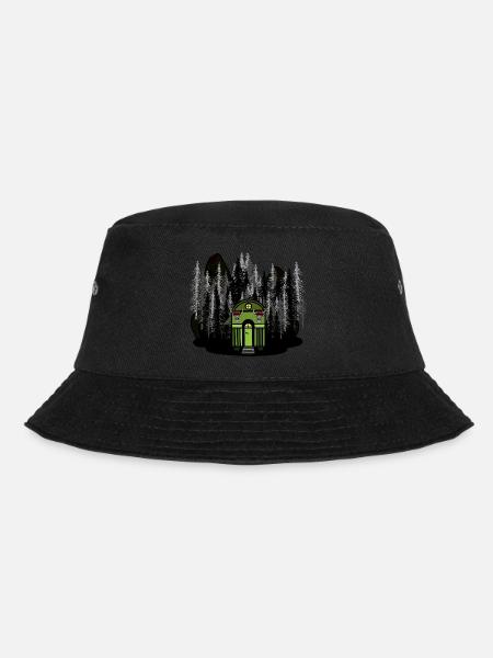 Jäger Hütte Wald Natur Naturliebhaber Wildnis Dark - Bucket Hat - Schwarz
