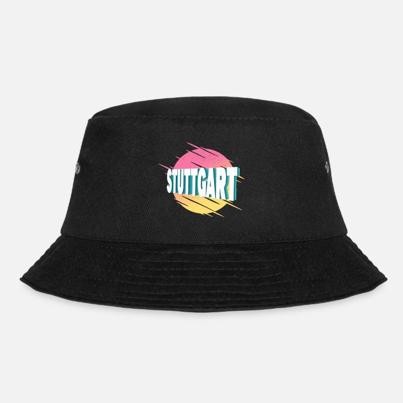 Stuttgart Deutschland Stadt Schrift Vintage Retro - Bucket Hat - Schwarz