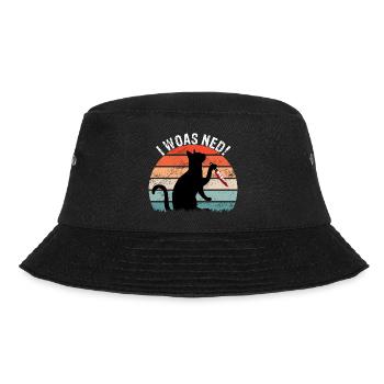 I woas ned Katzen Design mit Katze Miau Motiv Lust - Bucket Hat - Schwarz - Vorne - Lela (165cm)