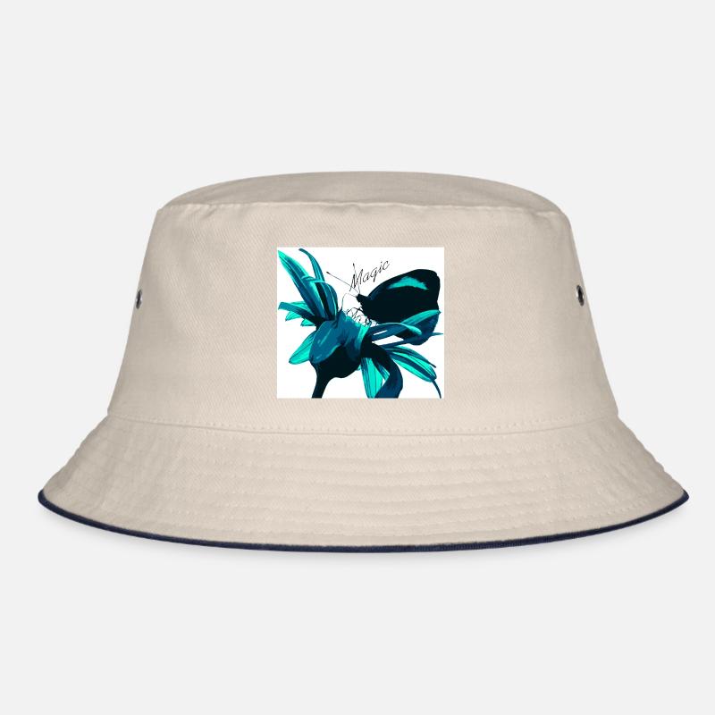 Teal Magic Flower Print Bucket Hat