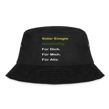 Solar Enegie für alle. Autarker Solarstrom Speiche - Bucket Hat - Schwarz - Vorne - Lela (165cm)