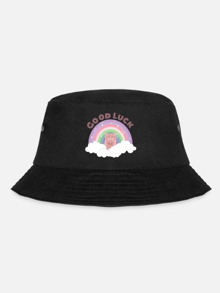 Rainbow Pig Clouds Bonne chance Cadeau chanceux - Bob - noir
