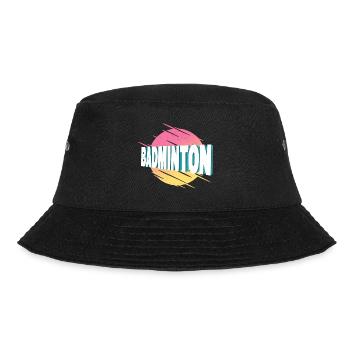Badminton Federball Sport Spieler Vintage Retro - Bucket Hat - Schwarz - Vorne - Lela (165cm)