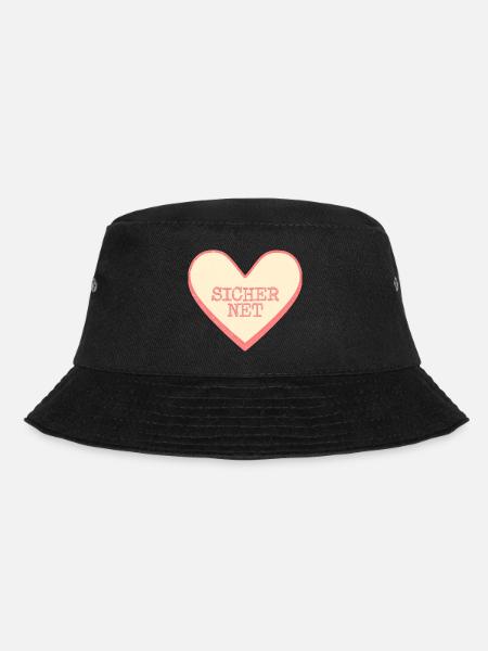 Fun Herz Zuckerherz Sicher Net Textherz - Bucket Hat - Schwarz